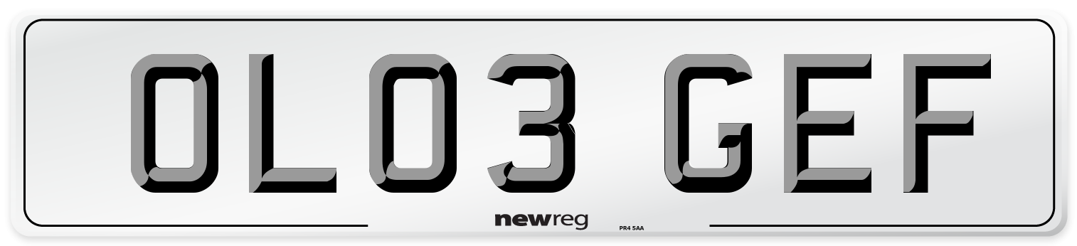 OL03 GEF Number Plate from New Reg